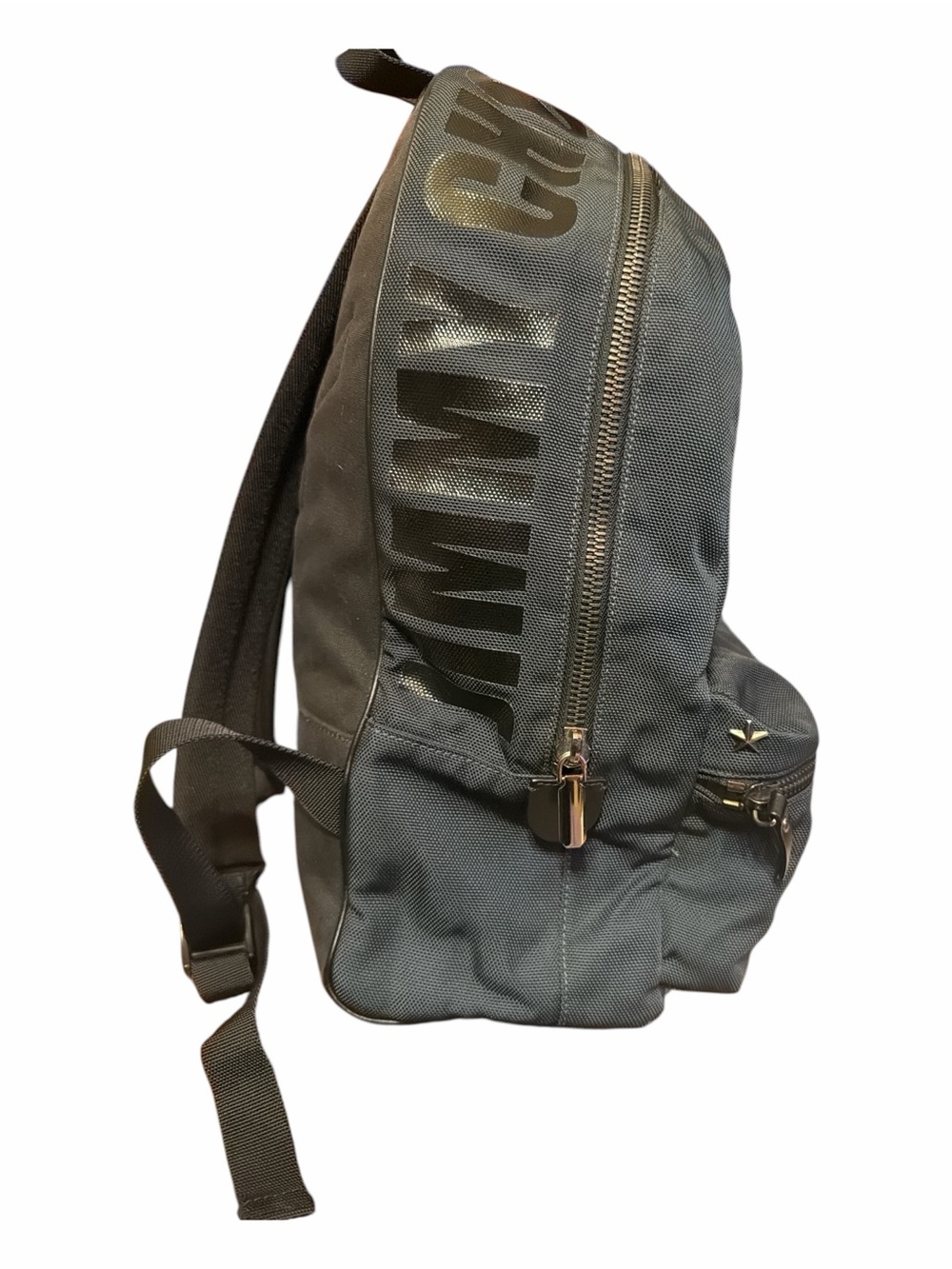 Jimmy Choo Blue Nylon & Canvas Logo Backpack | Star Detail - Picture 5 of 9